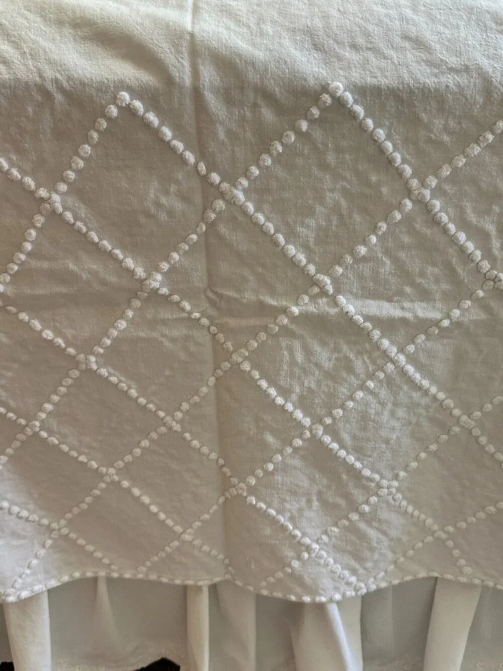 Vintage White Chenille Bedspread 82